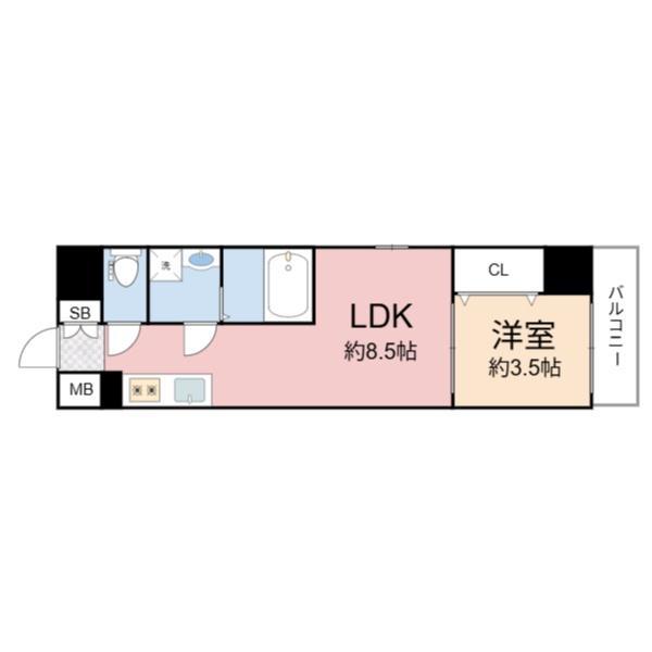 コートエスト都島(1LDK/1階)の間取り写真
