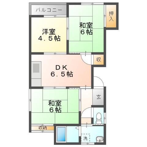 コーポ山崎(3DK/2階)の間取り写真