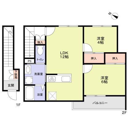 モデラート大崎(2LDK/2階)の間取り写真
