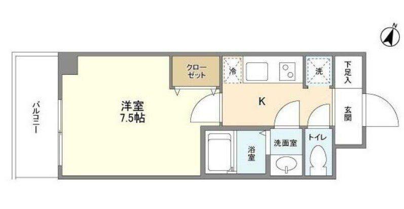 ロックス洋光台(1K/2階)の間取り写真