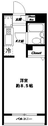 フォンティーヌ明大前(1K/1階)の間取り写真