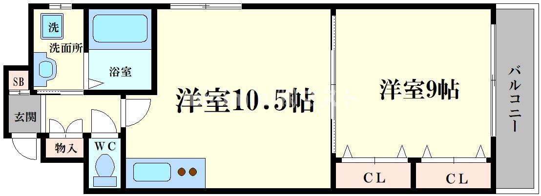 ロイヤルヒルI(1LDK/5階)の間取り写真