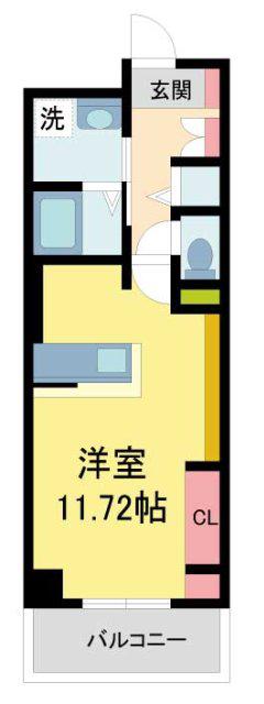 フレックス芦屋(ワンルーム/9階)の間取り写真