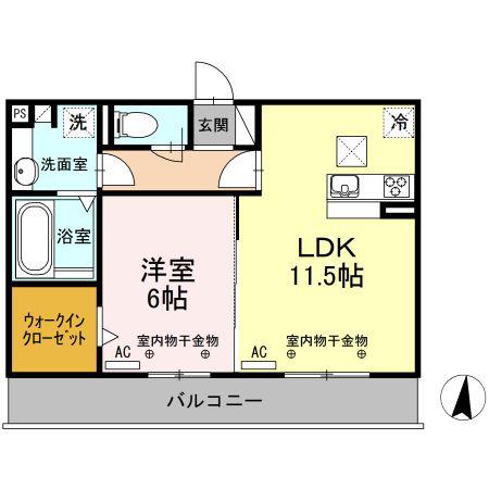 エミネンス B(1LDK/1階)の間取り写真