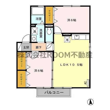フローラルビレッジV番館(2LDK/2階)の間取り写真