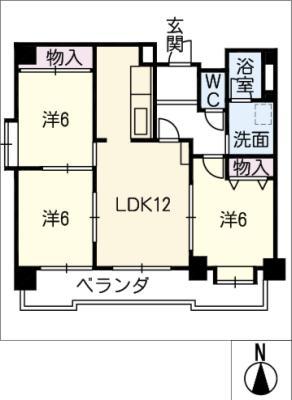 エスポア橘(3LDK/4階)の間取り写真
