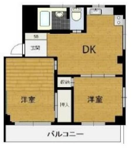 シャトーサンケイ(2DK/4階)の間取り写真