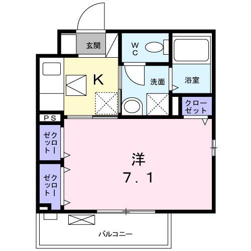ラフィネ堀之内(1K/1階)の間取り写真