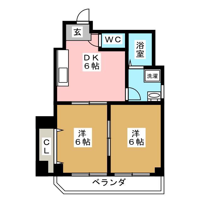 大八マンション(2DK/5階)の間取り写真
