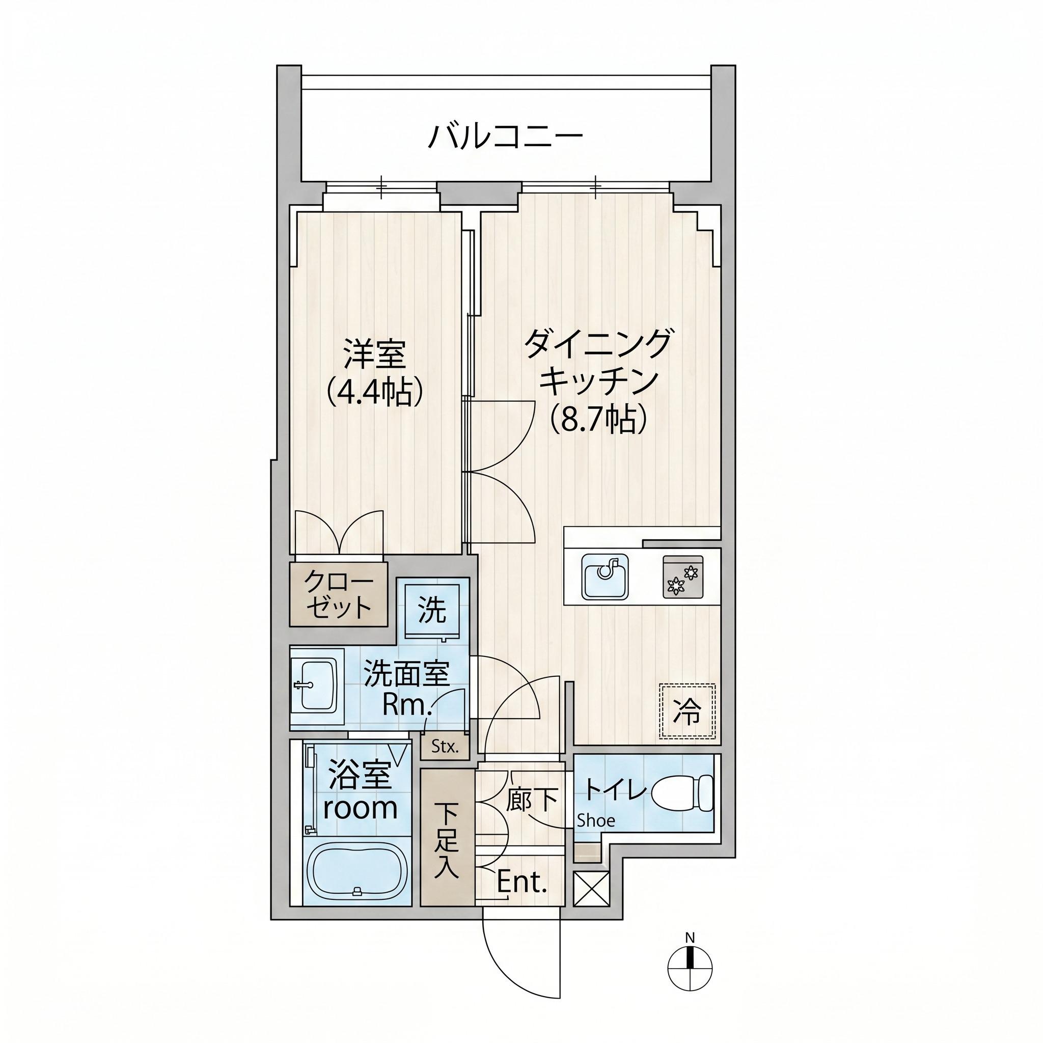 LIVE CASA千鳥町(1DK/4階)の間取り写真