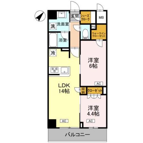 エマリーグレース(2LDK/6階)の間取り写真