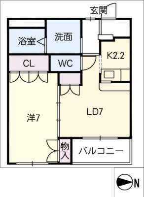 エルピスコートU(1LDK/2階)の間取り写真