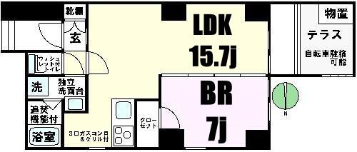 ラハイナ・ハナ(1LDK/1階)の間取り写真