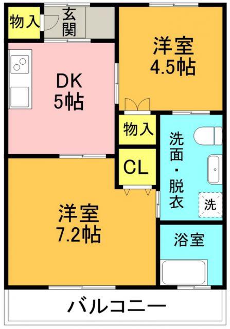 レジデンスIKOI(2DK/2階)の間取り写真