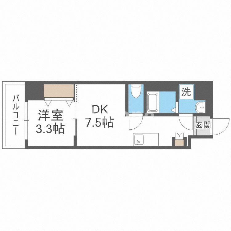 アーバンパーク弁天町(1DK/2階)の間取り写真