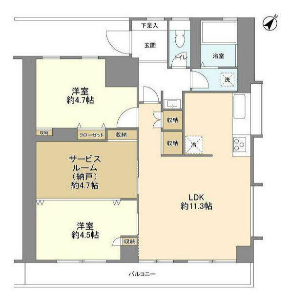 メゾンドエビス(2SLDK/7階)の間取り写真