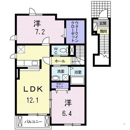 オレンジジュネス(2LDK/2階)の間取り写真