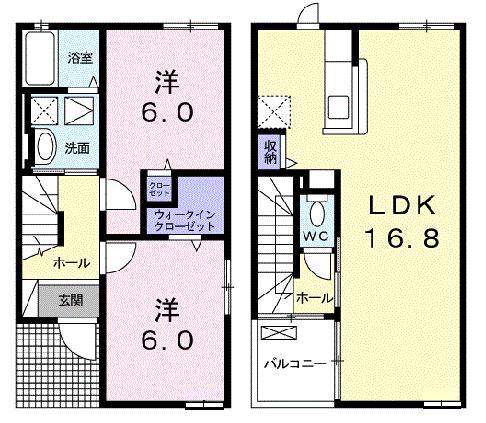 カーサセレーノ(2LDK/1階)の間取り写真