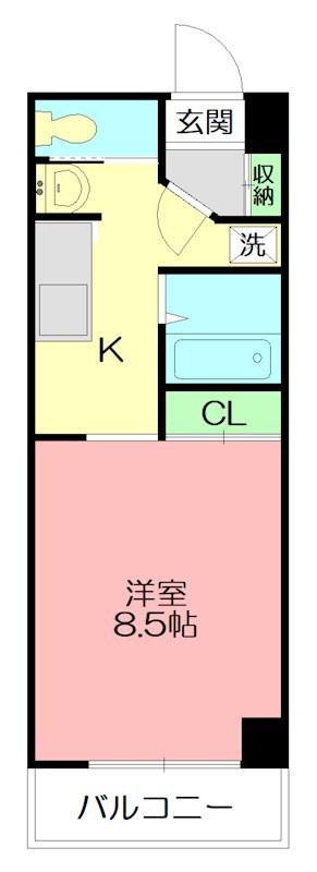 アルテール湘南(1K/4階)の間取り写真