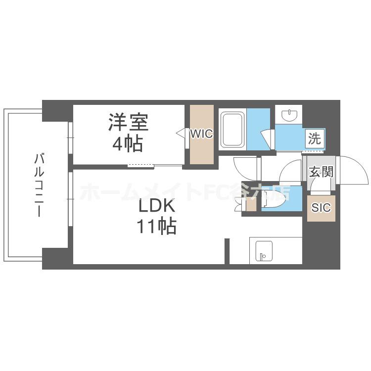 リヴィエール江坂江の木公園(1LDK/14階)の間取り写真