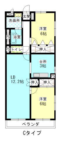 レージュ栄(2LDK/3階)の間取り写真