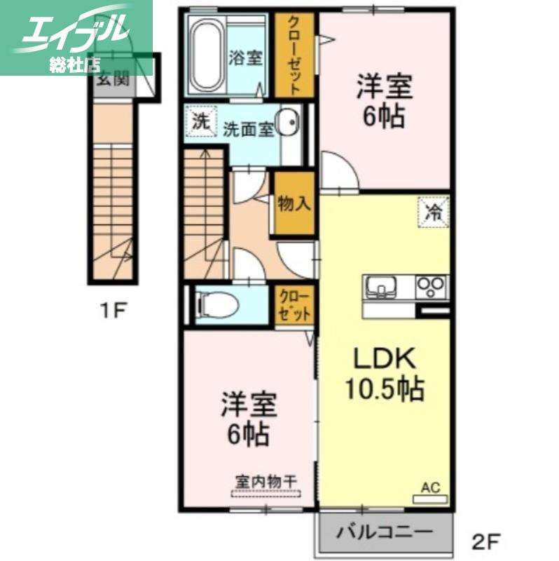 グリーンテラス児島 B棟(2LDK/2階)の間取り写真