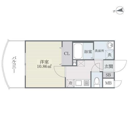 S-FORT姪浜(1K/7階)の間取り写真