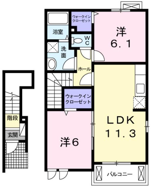 メゾンブローテ(2LDK/2階)の間取り写真