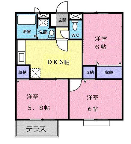 プレミール加茂A(3DK/1階)の間取り写真