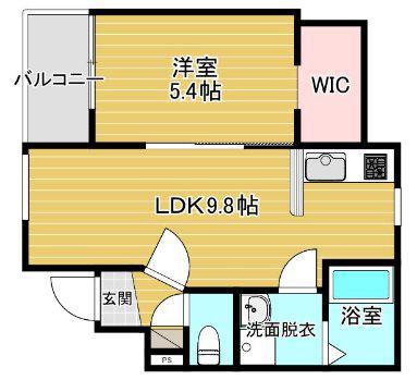 CRECIA和白東III(1LDK/2階)の間取り写真