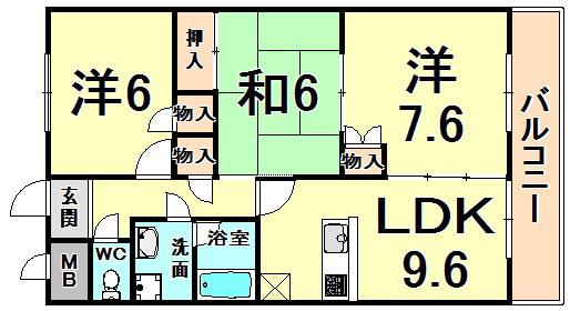 甚樹園マンション弍番館(2SLDK/3階)の間取り写真