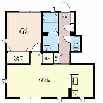シャルマン小杉B(1LDK/1階)の間取り写真
