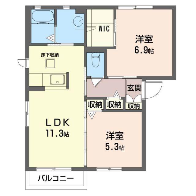 ルーチェカーサ(2LDK/1階)の間取り写真