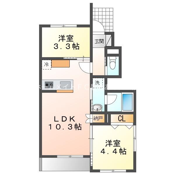 レ シュエット(2LDK/1階)の間取り写真