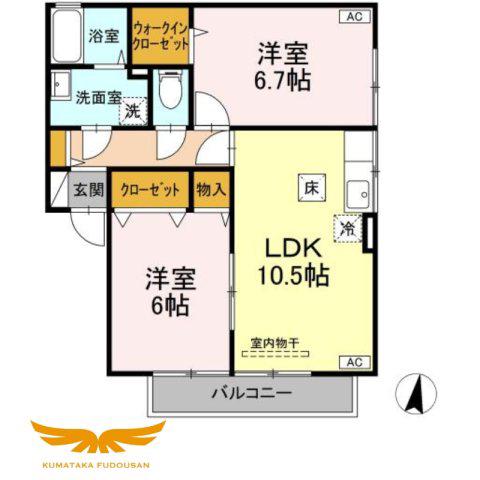 パレオA棟(2LDK/1階)の間取り写真