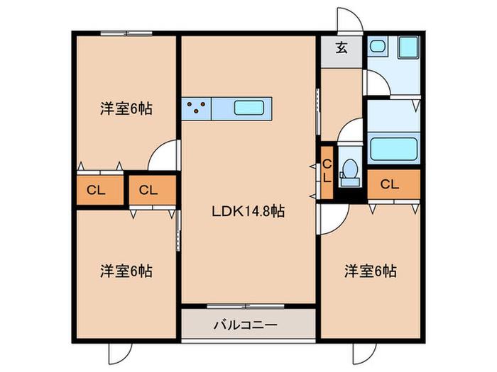 TARMINA下府(3LDK/3階)の間取り写真