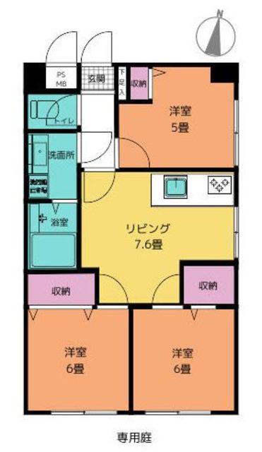 カーサソラール大門(3DK/2階)の間取り写真