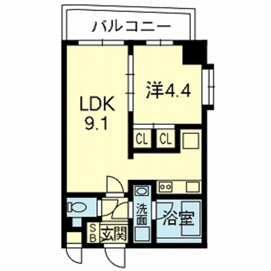 ライズ呉服(1LDK/2階)の間取り写真