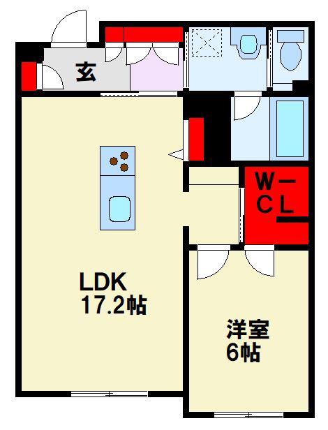 VIA SALAKURAZA(1LDK/1階)の間取り写真