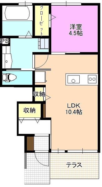 エル・カーサMIWA(1LDK/1階)の間取り写真