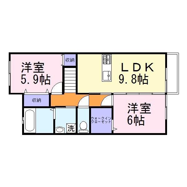 ラ・グランディール(2LDK/2階)の間取り写真