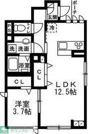 足立区大谷田AS0519 長屋(1LDK/1階)の間取り写真