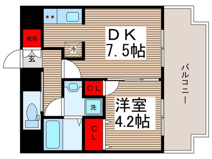 グランカーサ行徳(1DK/6階)の間取り写真