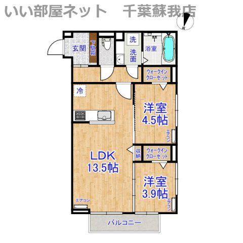 D-ROOM末広I B(2LDK/3階)の間取り写真