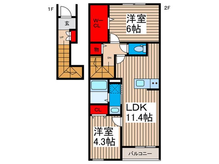 リーブルファイン足立辰沼(2LDK/2階)の間取り写真