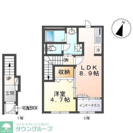 飛龍 高坂(1LDK/2階)の間取り写真