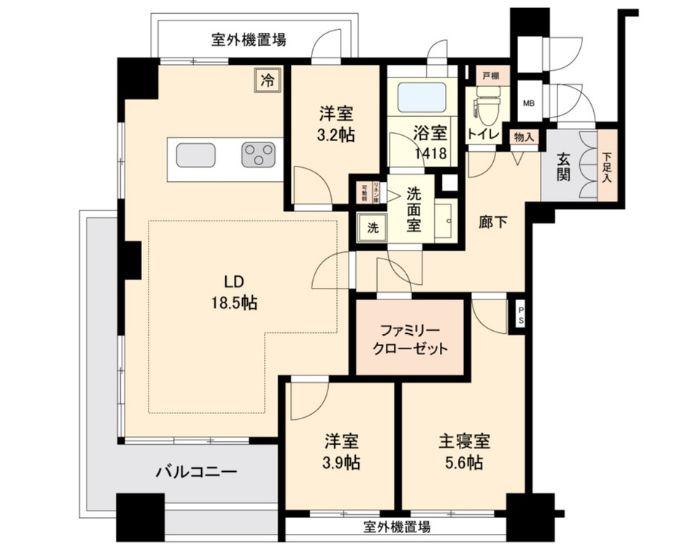 プロスペクト森下 のあち(3LDK/1階)の間取り写真