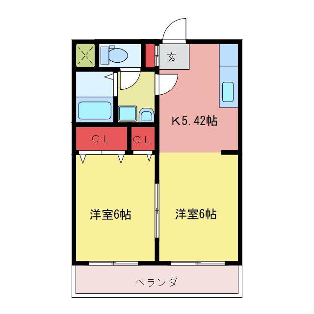 パークヒルズ(1K/2階)の間取り写真
