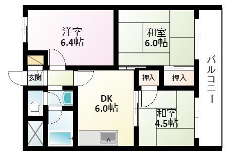 農業会館(3DK/3階)の間取り写真
