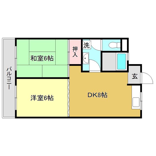 TREASURE HOUSE(2DK/5階)の間取り写真